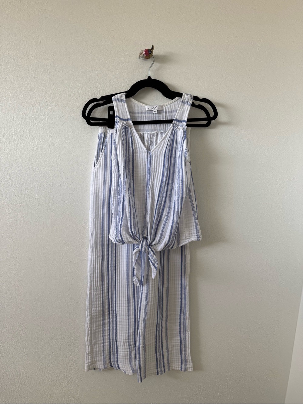 Red Haute Light Blue Stripe Tie-Front two piece set